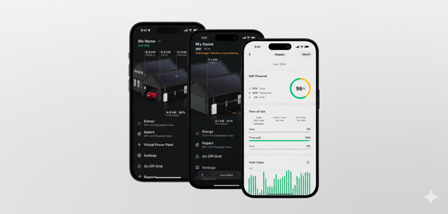 Solar energy monitoring dashboard showing real-time energy production